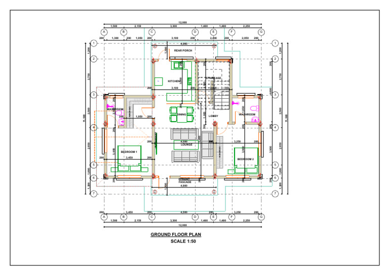 4 Bedroom With Columns Layout | PDF | Home | Interior Design