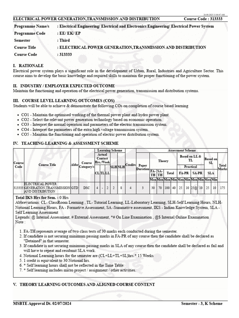 Electrical Power Systems Course Overview | PDF | Electric Power ...