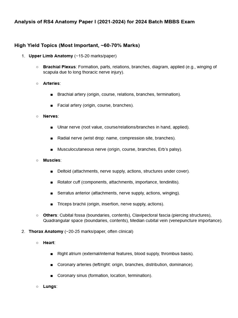 Anatomy Paper 1 | PDF | Lung | Human Anatomy