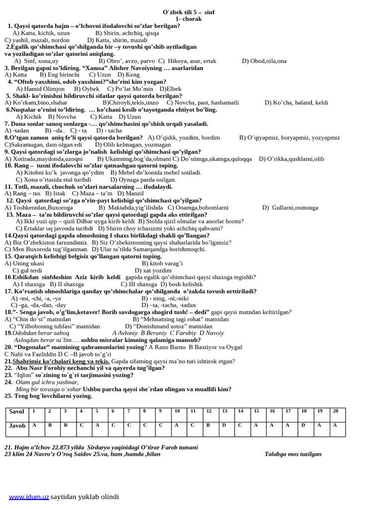 5 Sinf | PDF