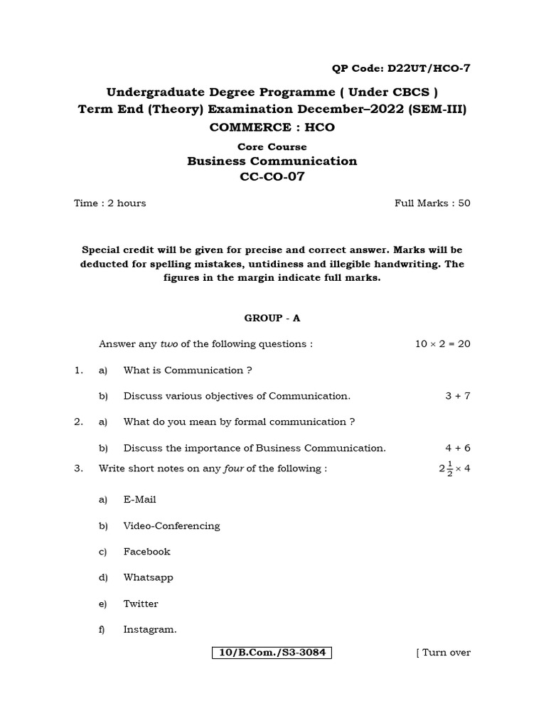 Business Communication Exam Guide | PDF