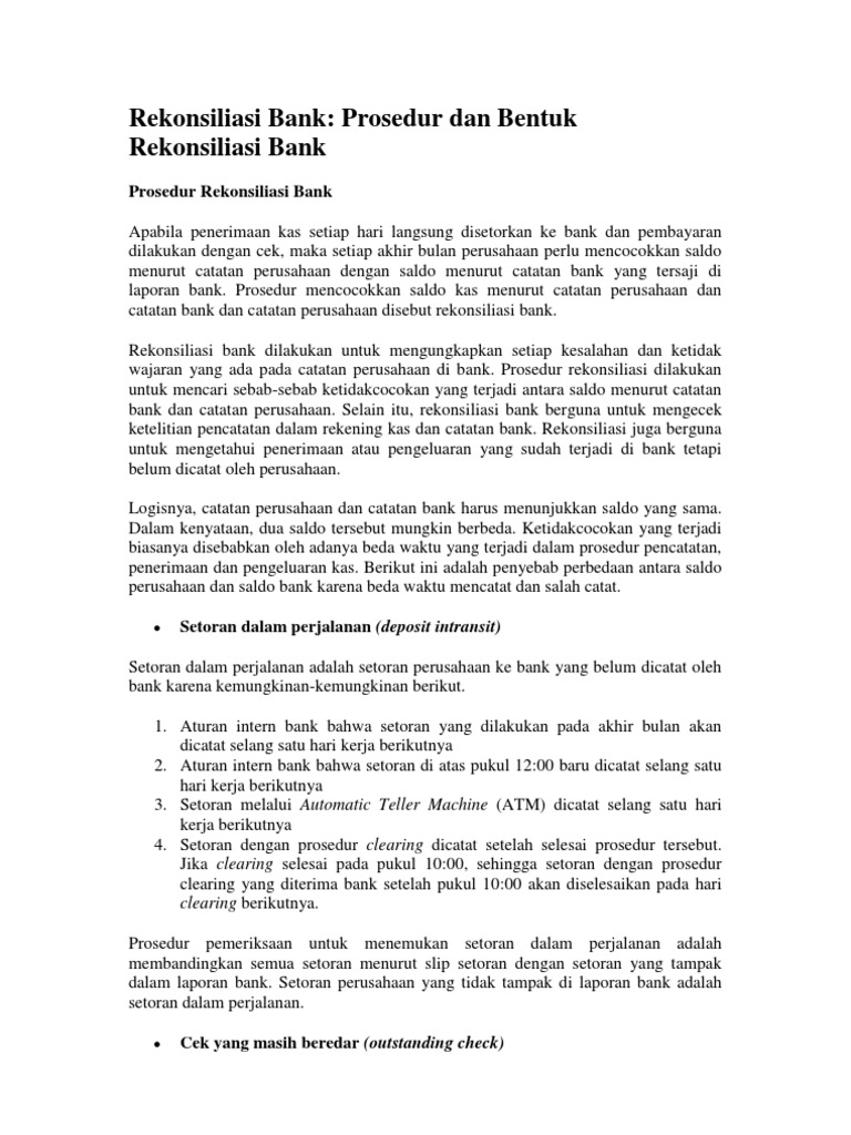 Format Rekonsiliasi Bank