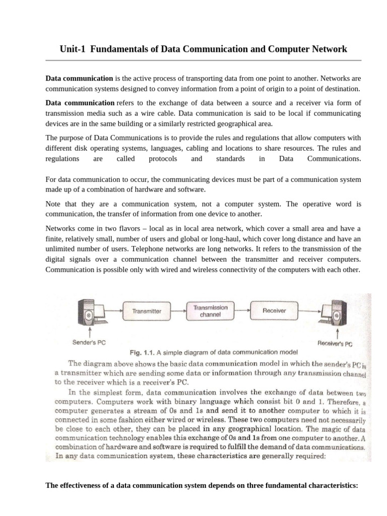 DCC Unit-1 | PDF | Duplex (Telecommunications) | Computer Network