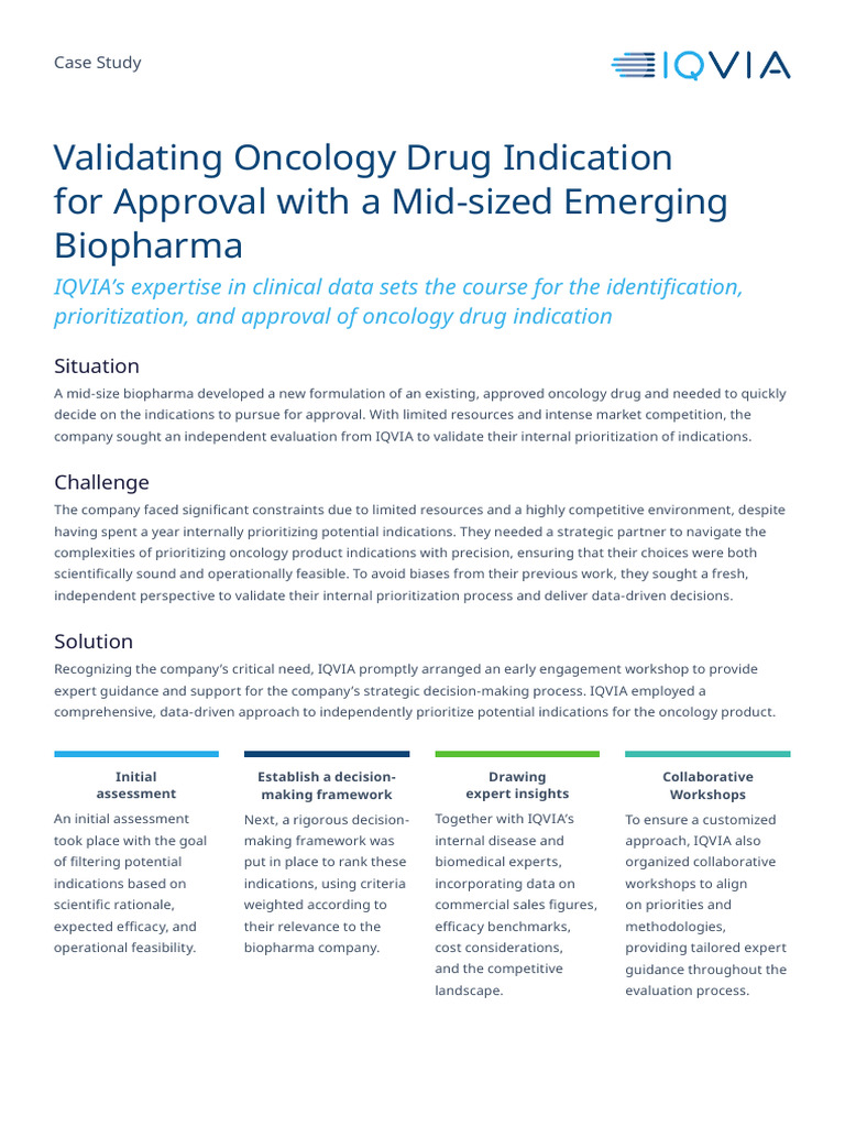 Validating Oncology Drug Indication for Approval With a Mid Sized ...