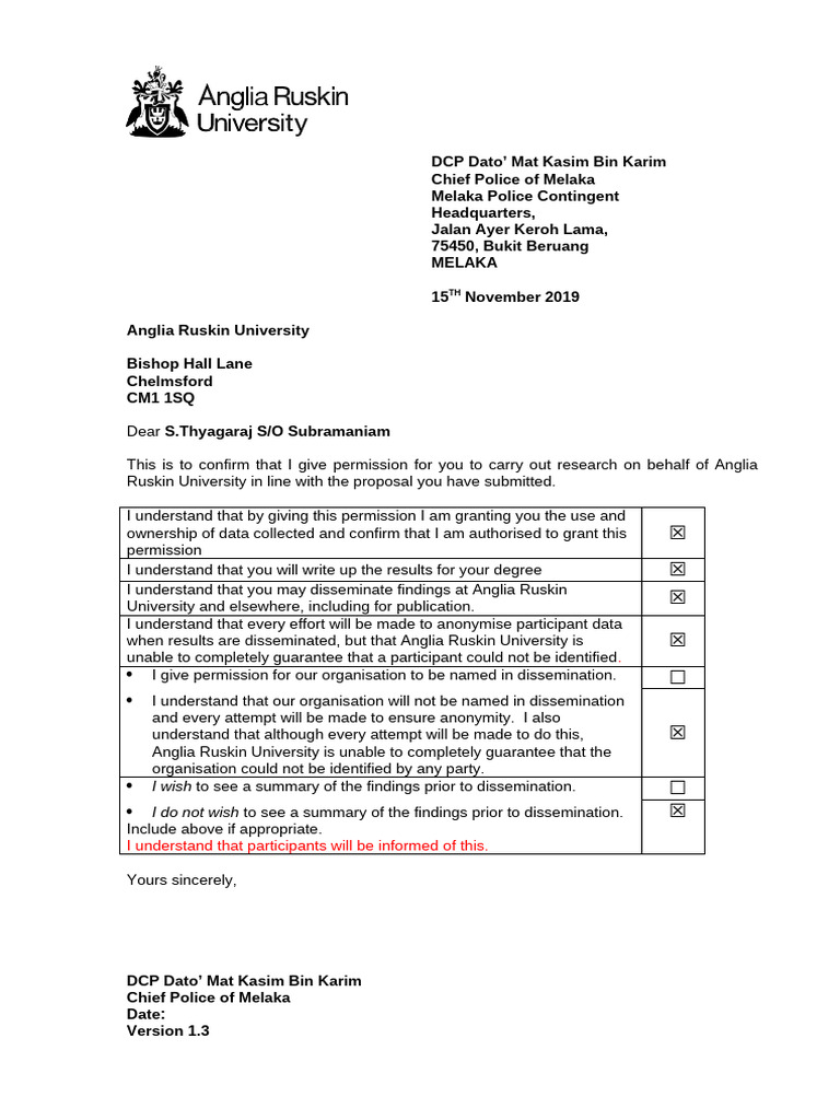 Letter of Permission Date 1 May 2019 Version 1.3 | PDF