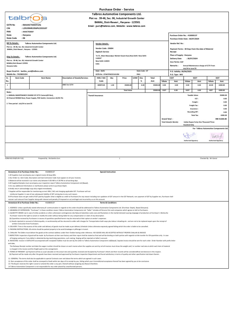 AMC CAMERA | PDF | Invoice