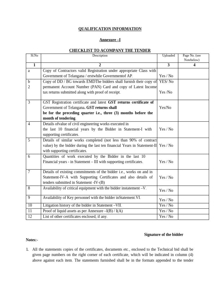 CONTRACTOR STATEMENTS | PDF | Specification (Technical Standard)