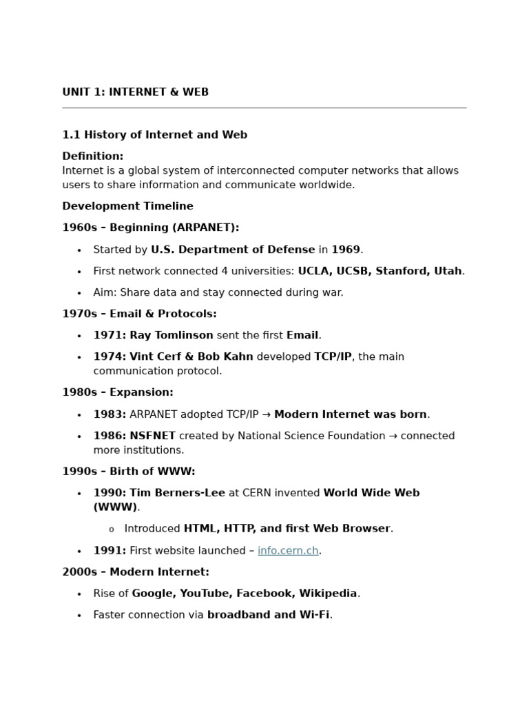 Internet and Web Overview: History & Uses | PDF | World Wide Web ...