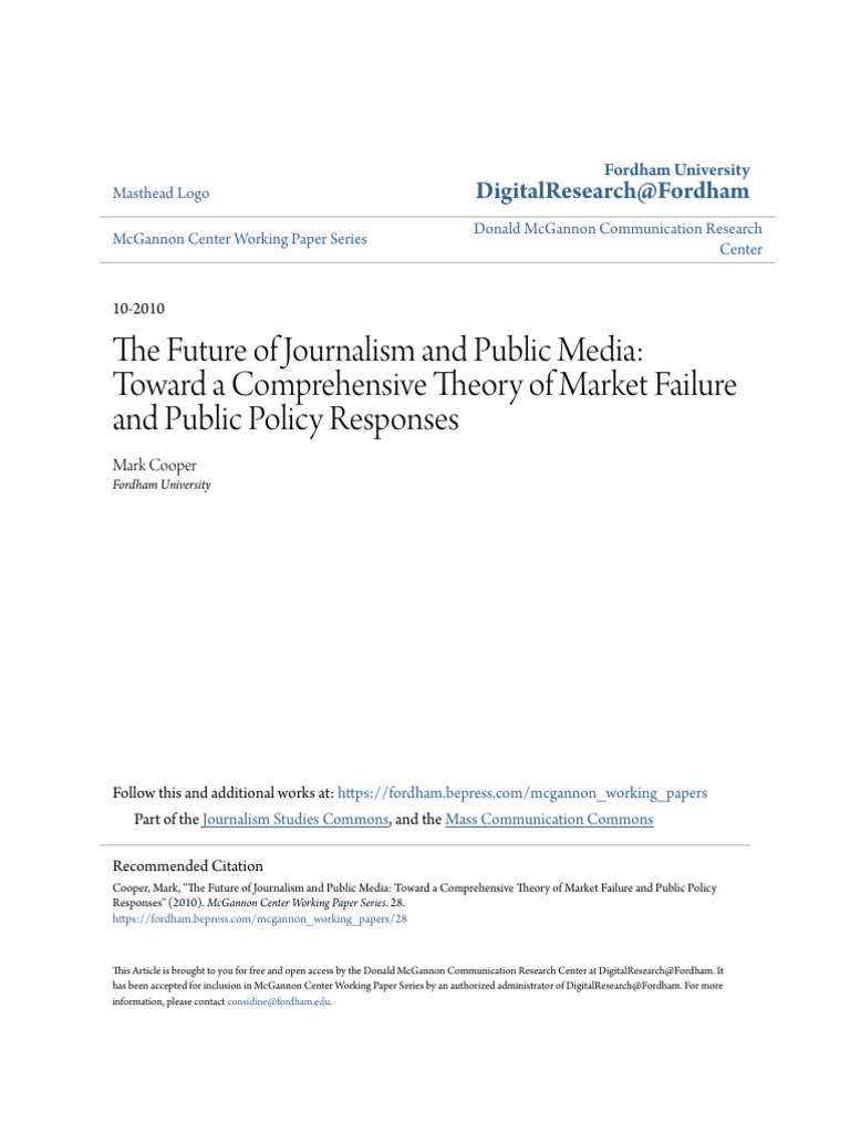 The Future of Journalism and Public Media - Toward A Comprehensive ...