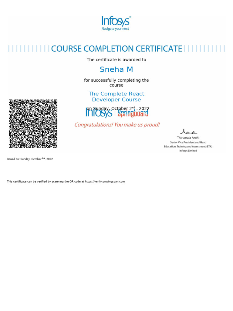Sneha M: The Complete React Developer Course | PDF