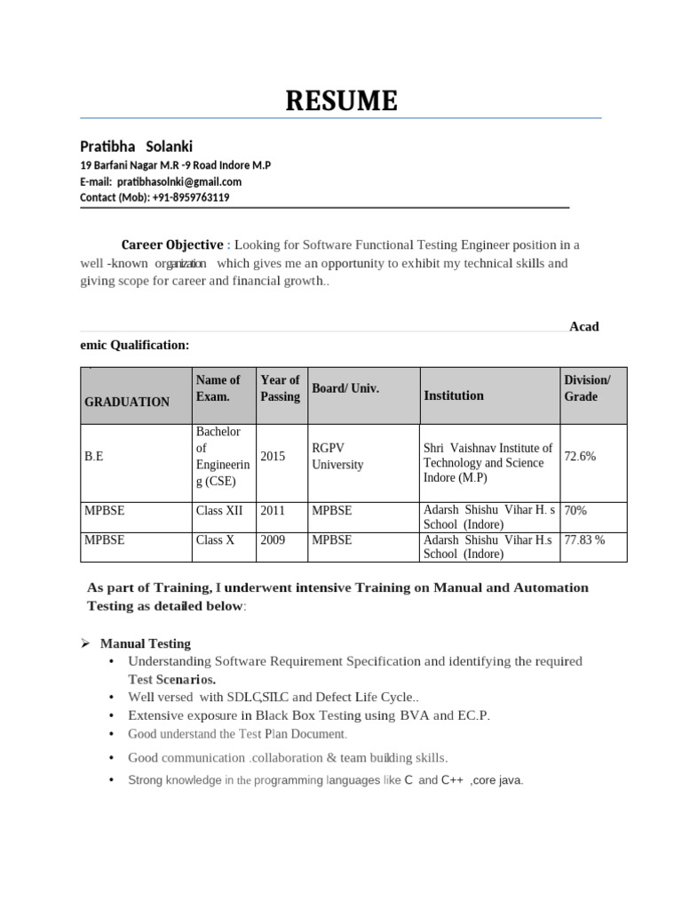 Software Testing Engineer Resume | PDF | Computing | Software Engineering