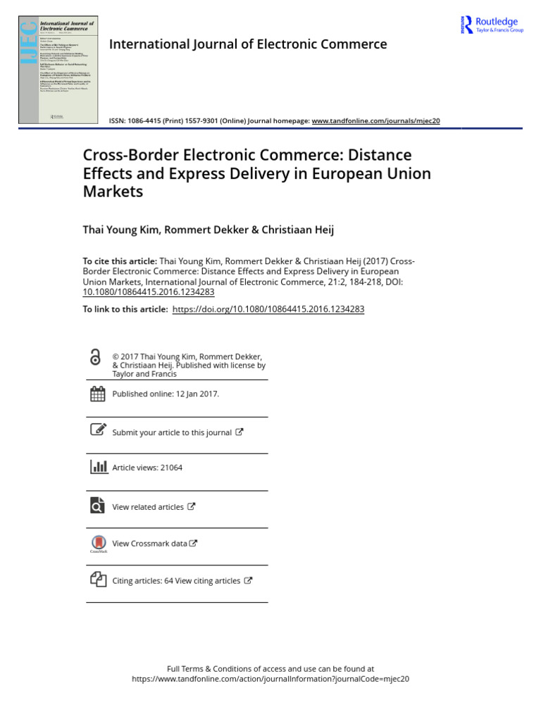 Cross-Border Electronic Commerce Distance Effects and Express Delivery ...