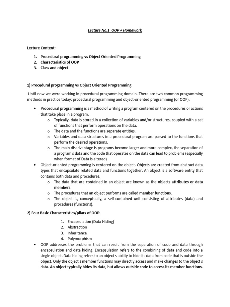 HW 8 (Online Lecture Outline and Code) | PDF | Class (Computer ...