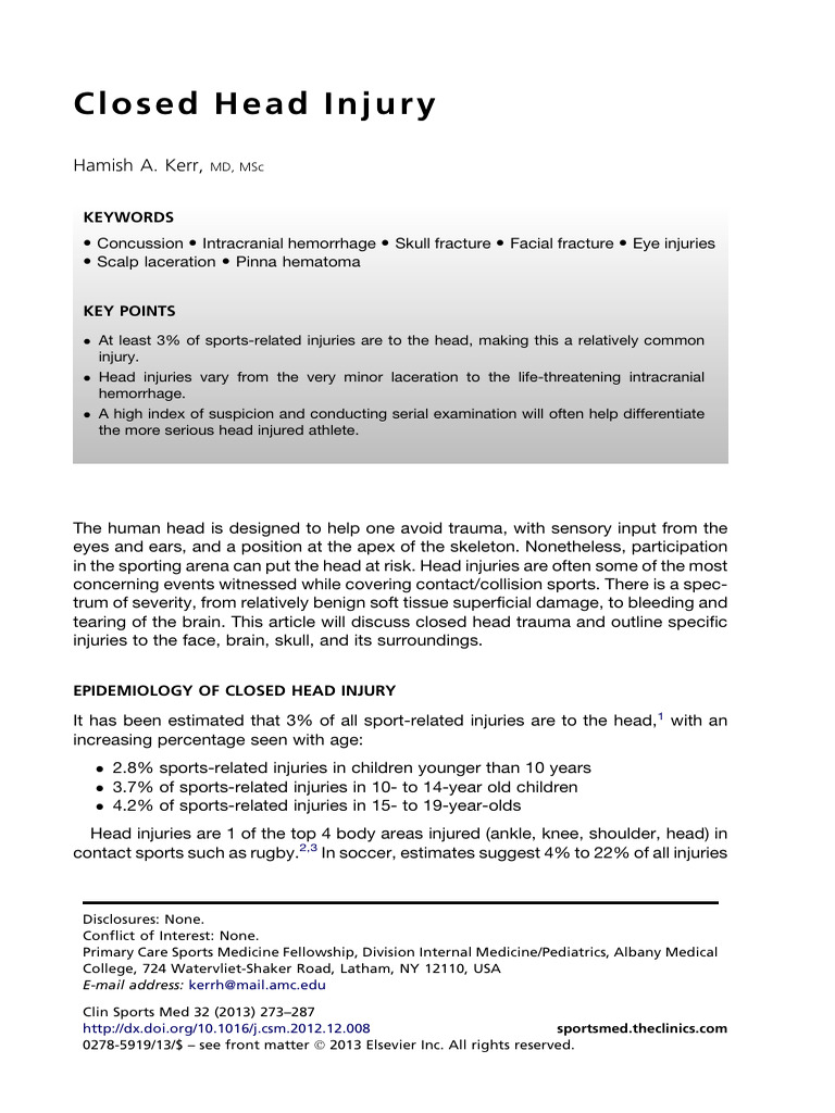 Understanding Closed Head Injuries | PDF | Concussion | Traumatic Brain ...