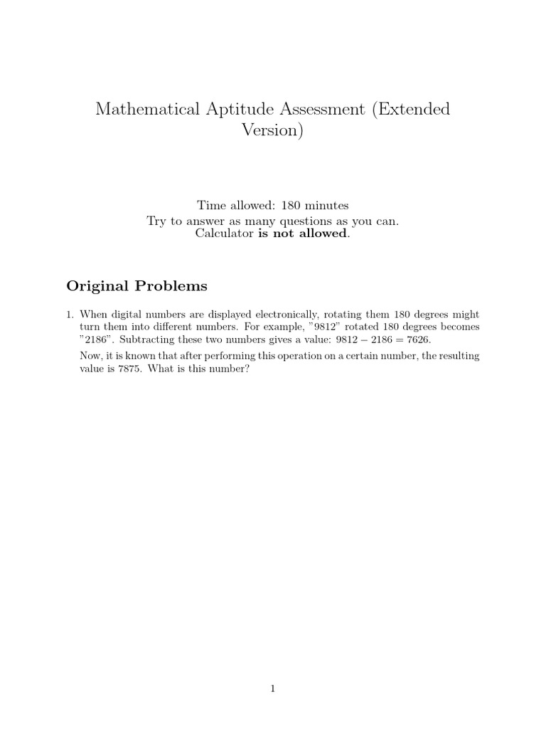 Extended Mathematical Aptitude Test | PDF | Area | Discrete Mathematics