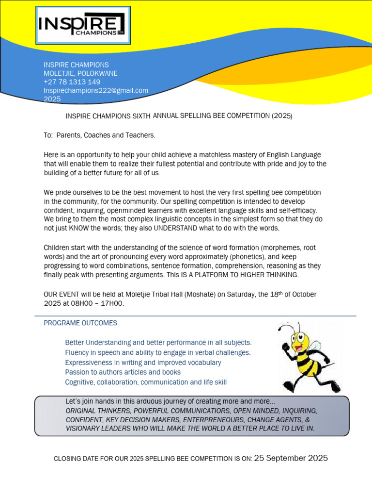 2025 Moletjie Spelling Bee Competition | PDF | Word | Communication