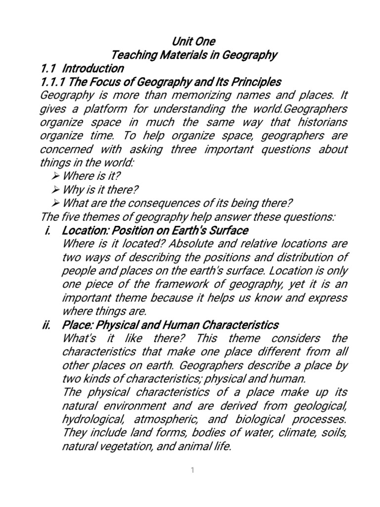 Geography Teaching Materials Overview | PDF