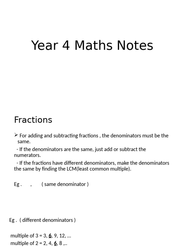 Year 4 Maths: Fractions Guide | PDF