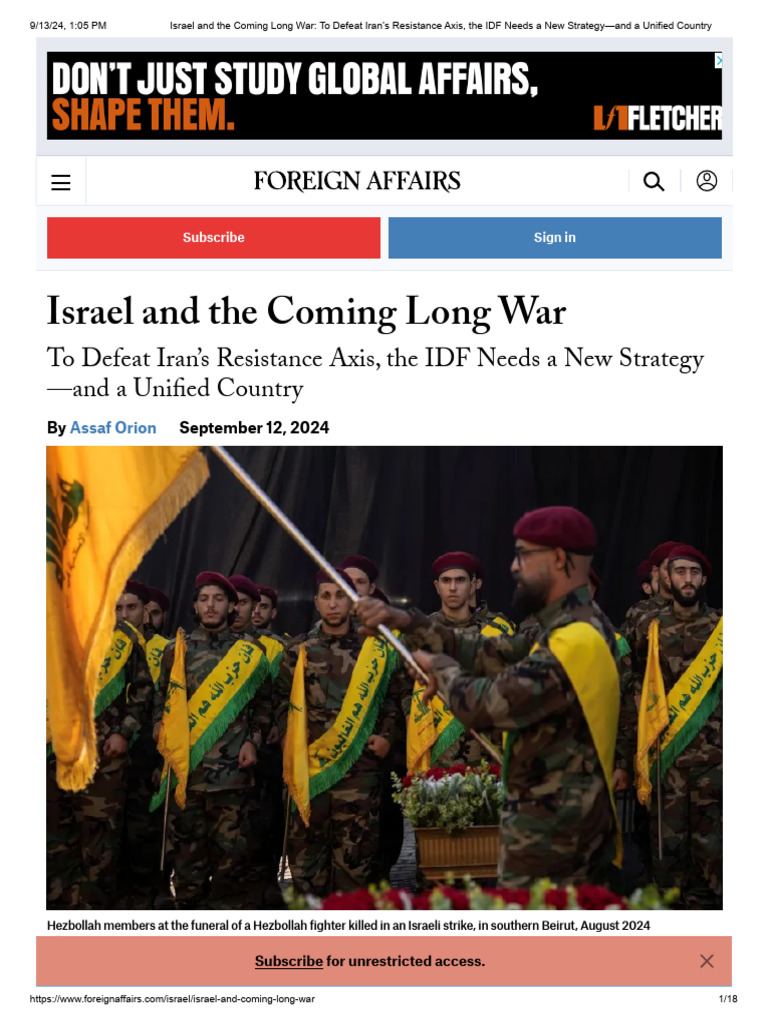 Israel and the Coming Long War_ to Defeat Iran’s Resistance Axis, The ...