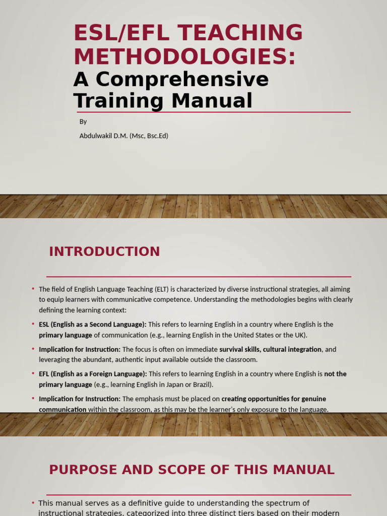 ESL/EFL Teaching Methodologies Guide | PDF | English As A Second Or ...