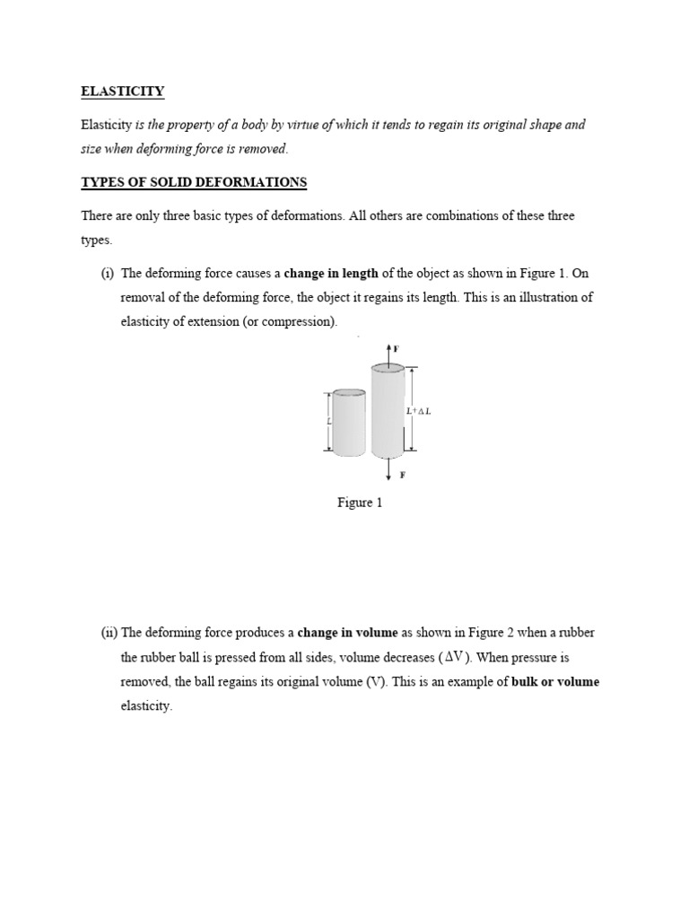Understanding Elasticity and Deformation | PDF | Deformation ...