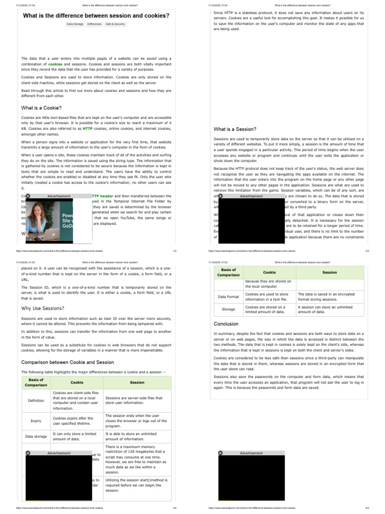 What is the Difference Between Session and Cookies | PDF | Http Cookie ...