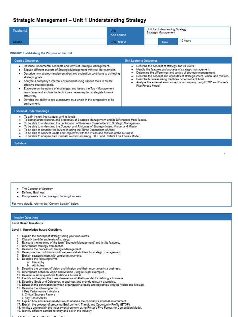 Understanding Strategic Management Concepts | PDF