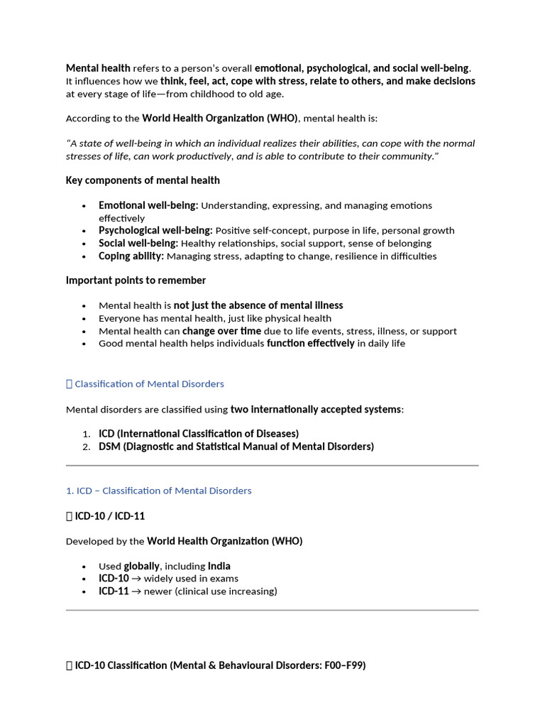 Understanding Mental Health and Disorders | PDF | Mental Disorder ...