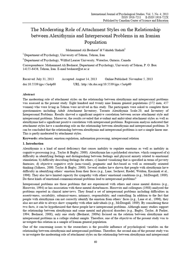 Attachment Styles and Alexithymia Impact | PDF | Attachment Theory ...