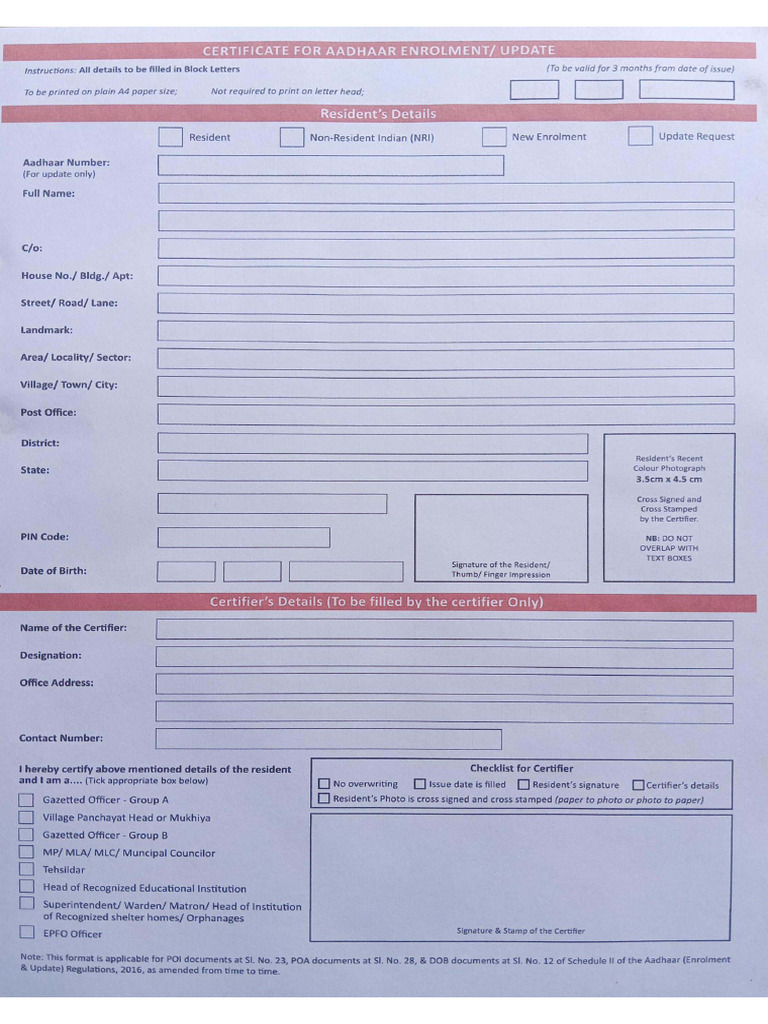 Standard Format Aadhaar@25052025 | PDF
