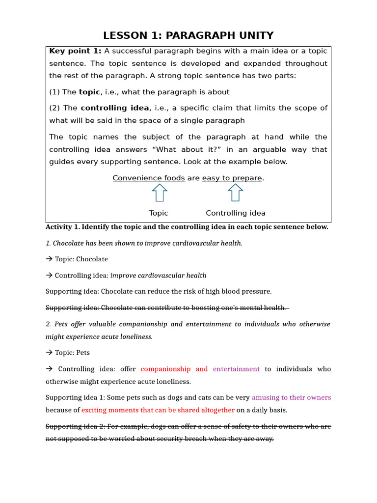 Mastering Paragraph Unity Techniques | PDF | Adolescence | Pet
