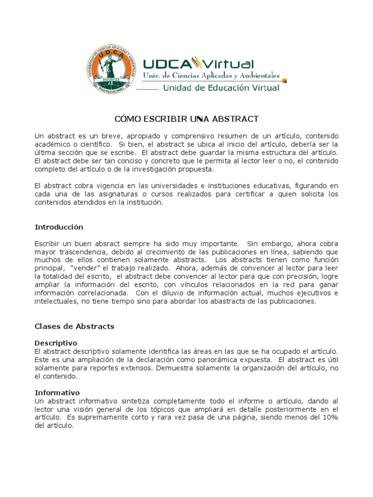 Guía para Escribir un Abstract Efectivo | PDF | Cognición | Sicología