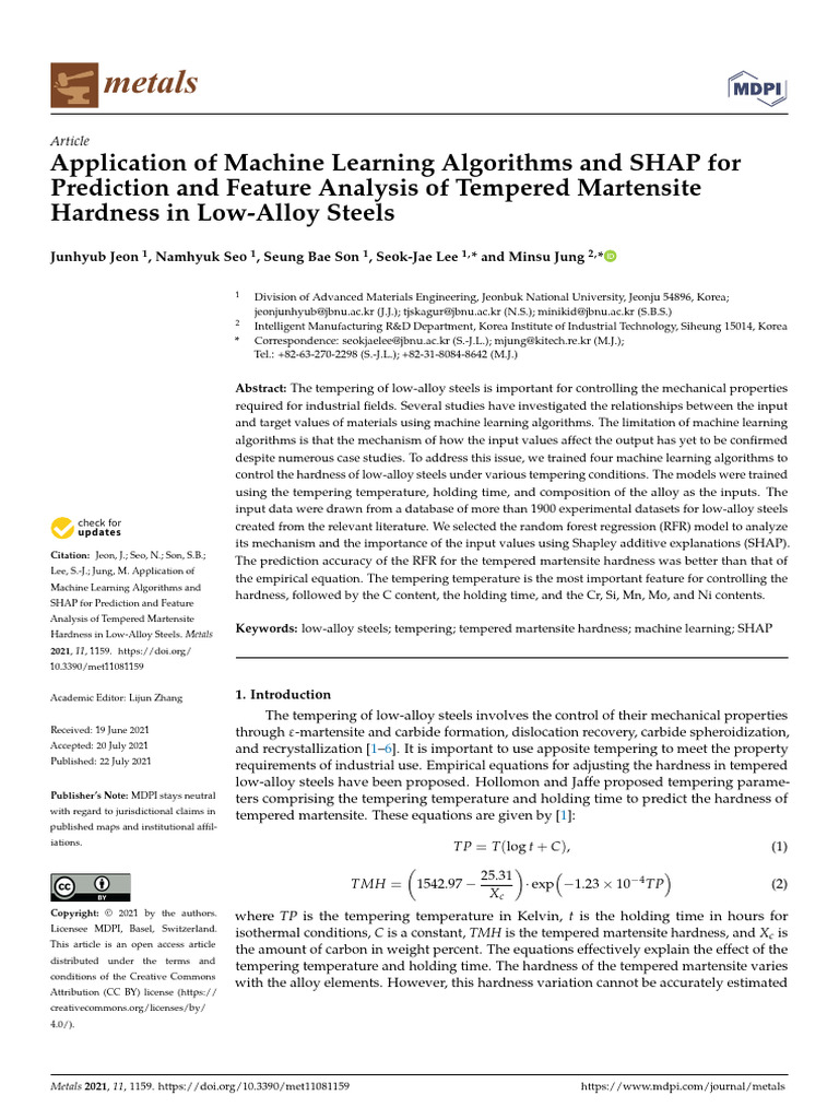Application of Machine Learning Algorithms and SHAP For Prediction and ...