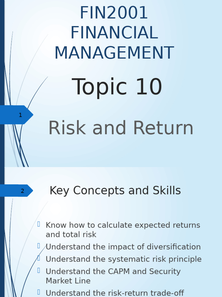 Topic 10 Risk and Return | PDF | Financial Risk | Capital Asset Pricing ...