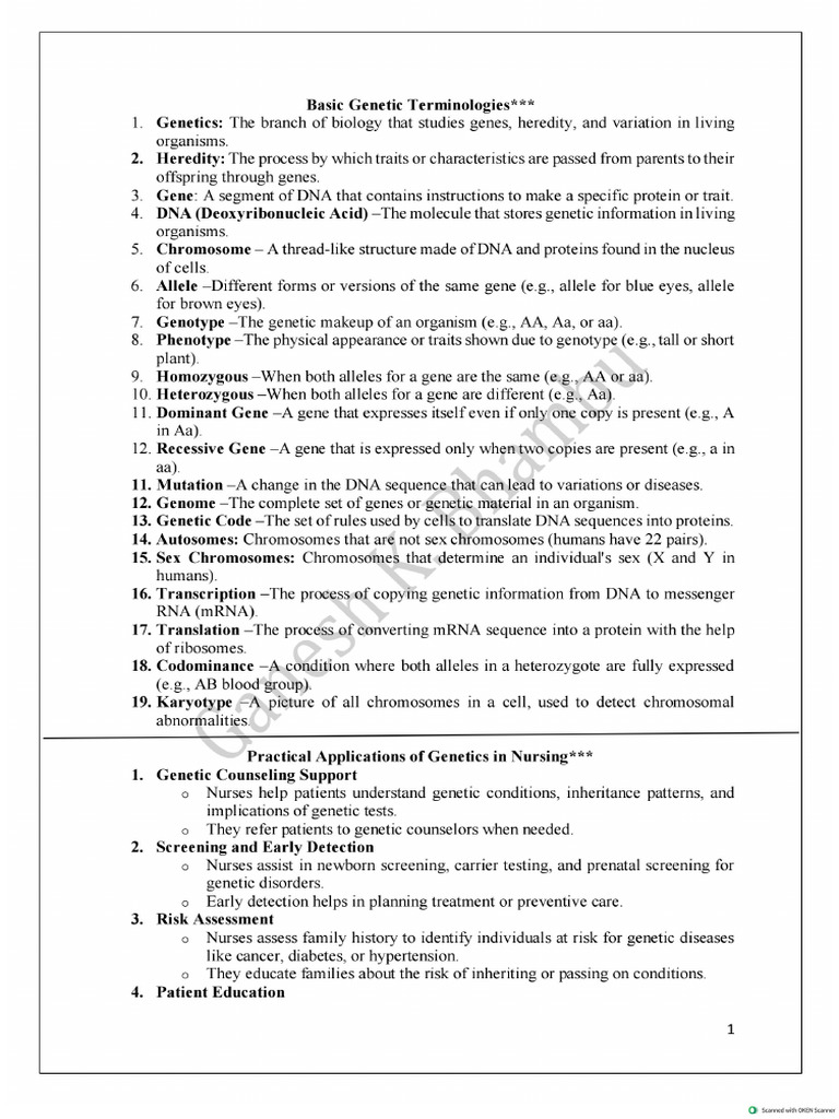 Genetics Notes | PDF