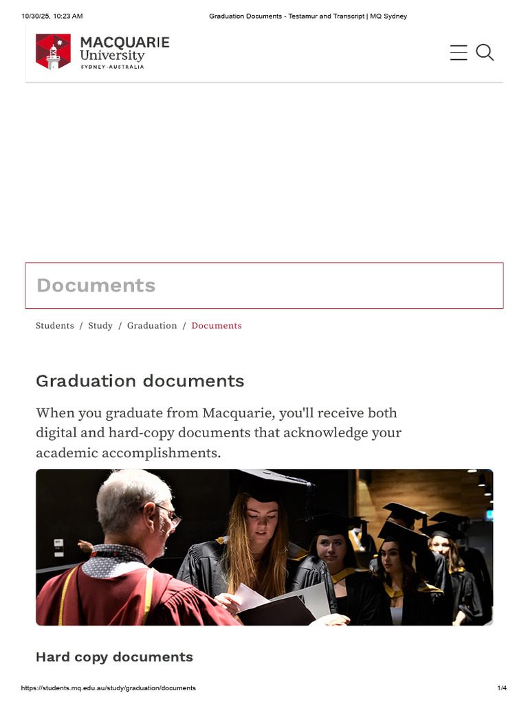 Macquarie Graduation Documents Guide | PDF | Diploma | Educational Stages