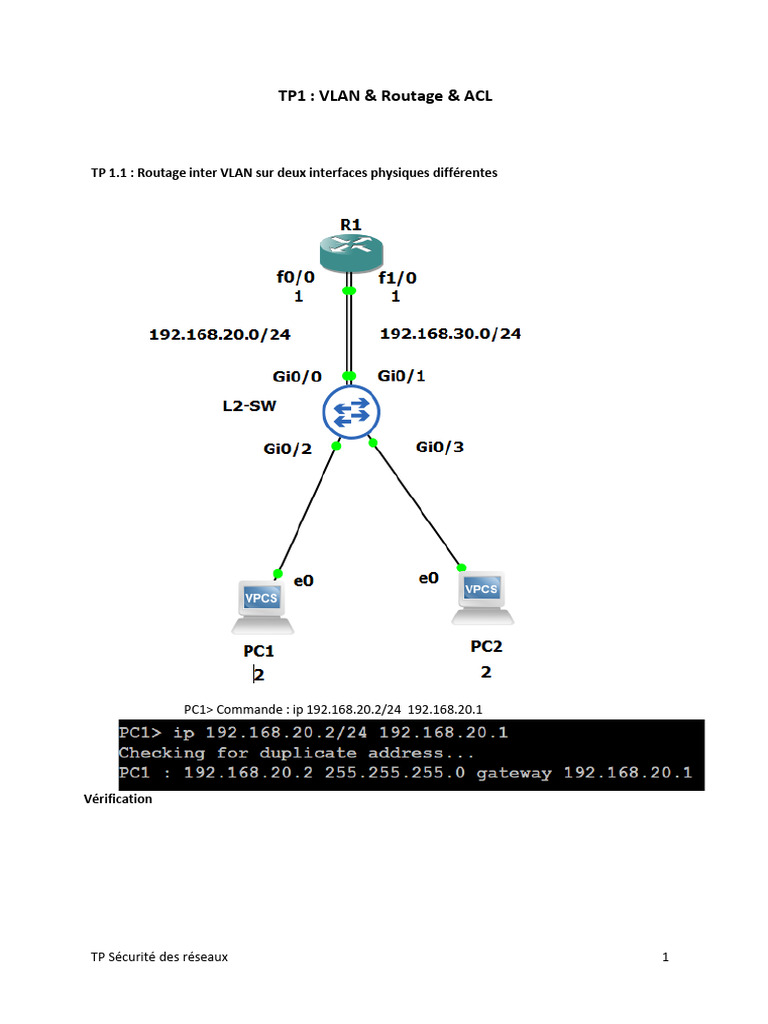 TP VLAN, Routage et ACL en Réseaux | PDF | Adresse IP | Protocoles Internet