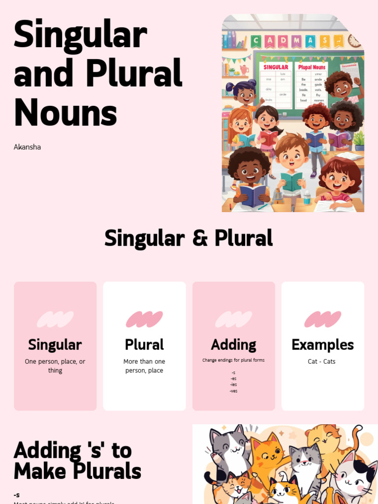 Singular and Plural Nouns Guide | PDF | Plural | Linguistic Morphology