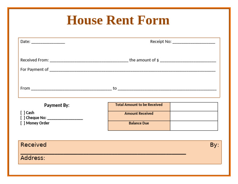 House Rent Payment Receipt Form | PDF