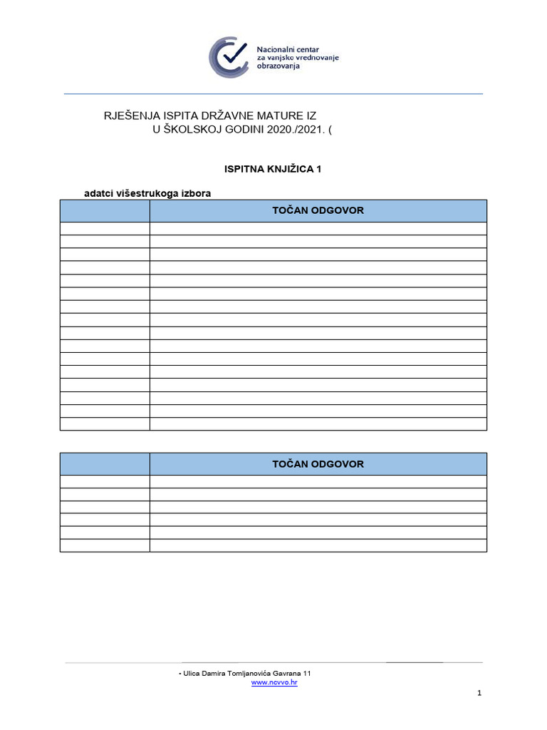 LIU IK1 klju za odgovore | PDF