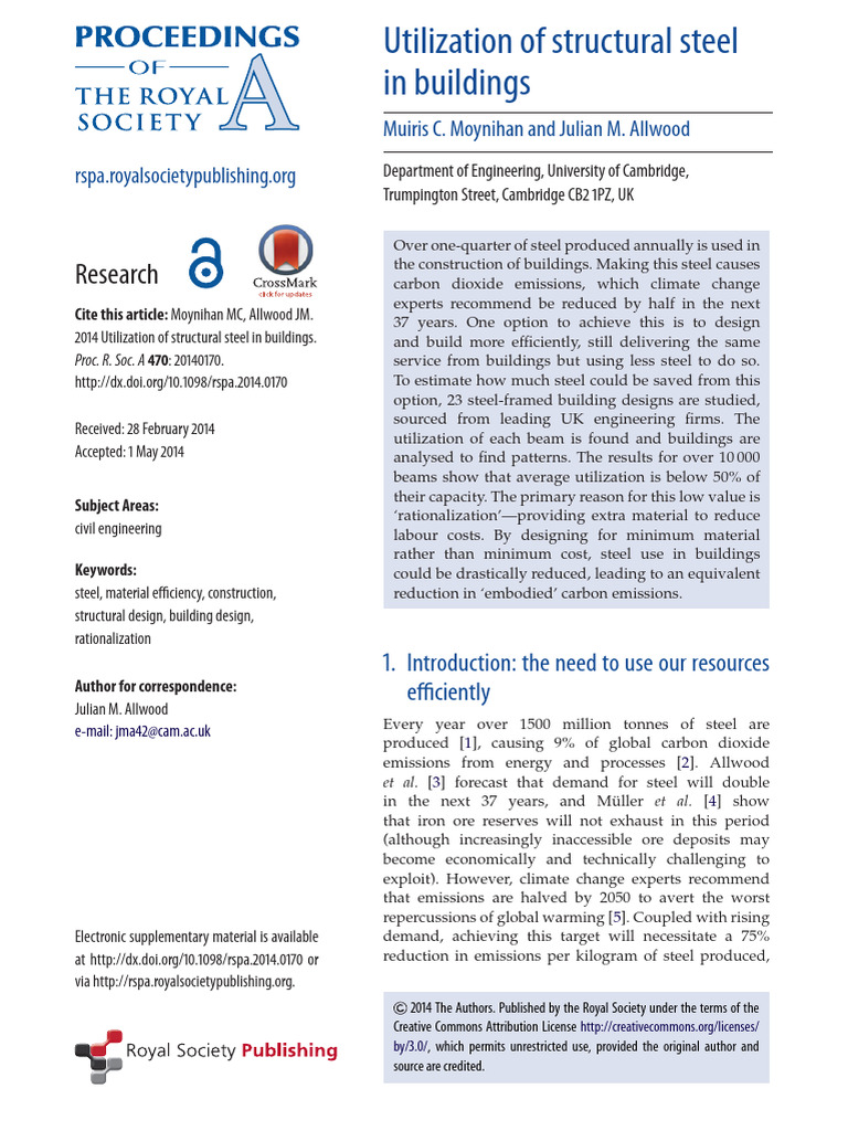 Moynihan Et Al 2014 Utilization of Structural Steel in Buildings | PDF ...