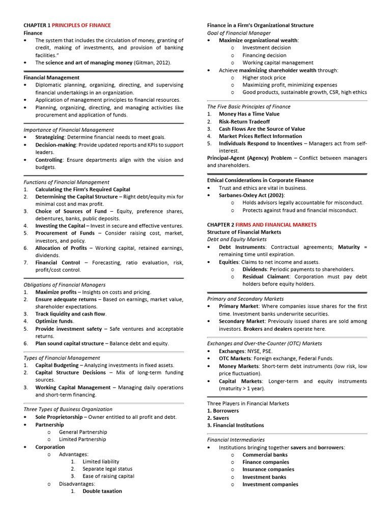Principles of Finance and Management | PDF | Bonds (Finance ...