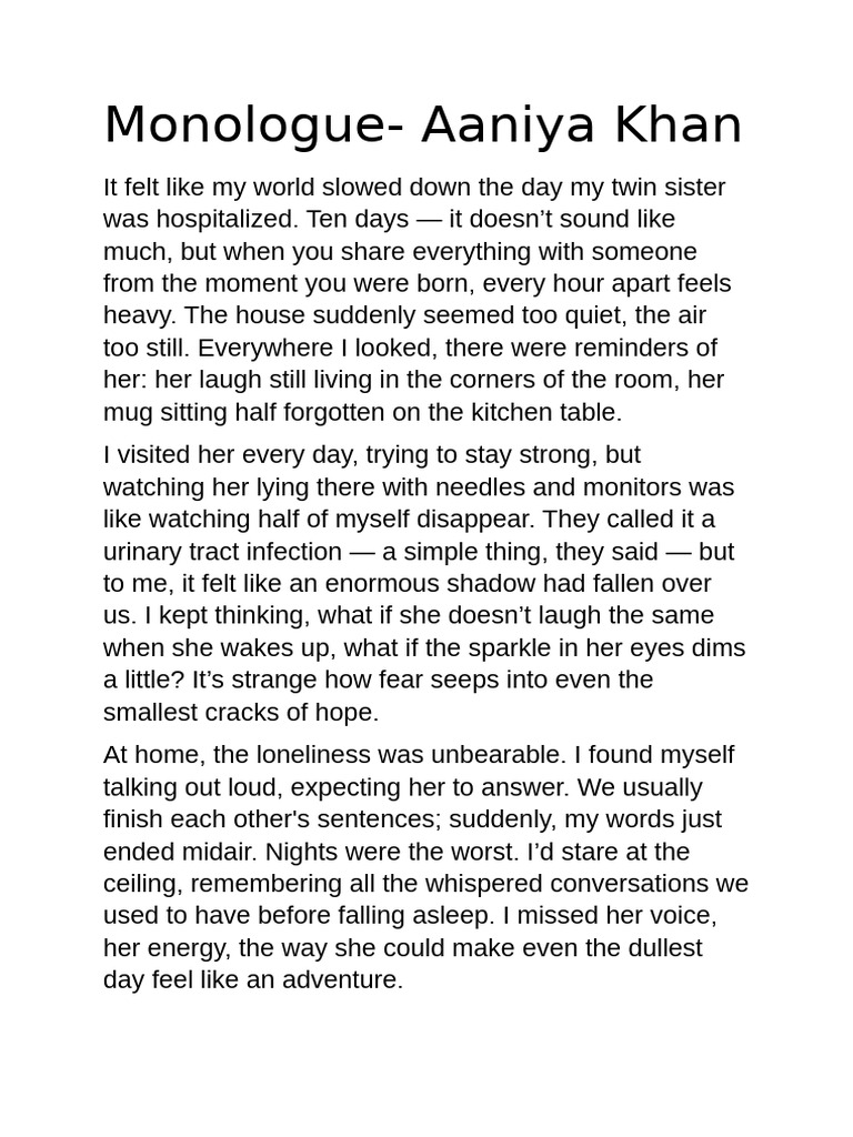 Aaniya Khan's Heartfelt Monologue | PDF