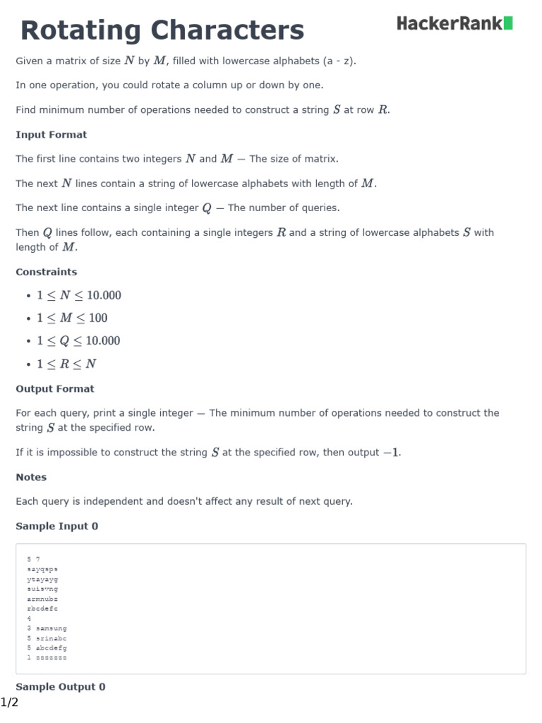 Minimum Operations for Matrix String Construction | PDF