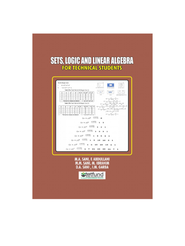 Sets, Logic & Linear Algebra Guide | PDF | Set (Mathematics) | Determinant