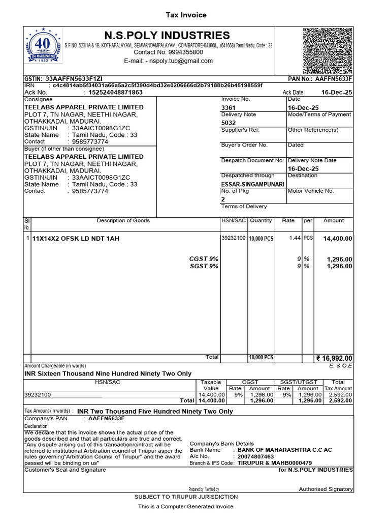 TEELABS_3361 | PDF | Invoice | Taxation