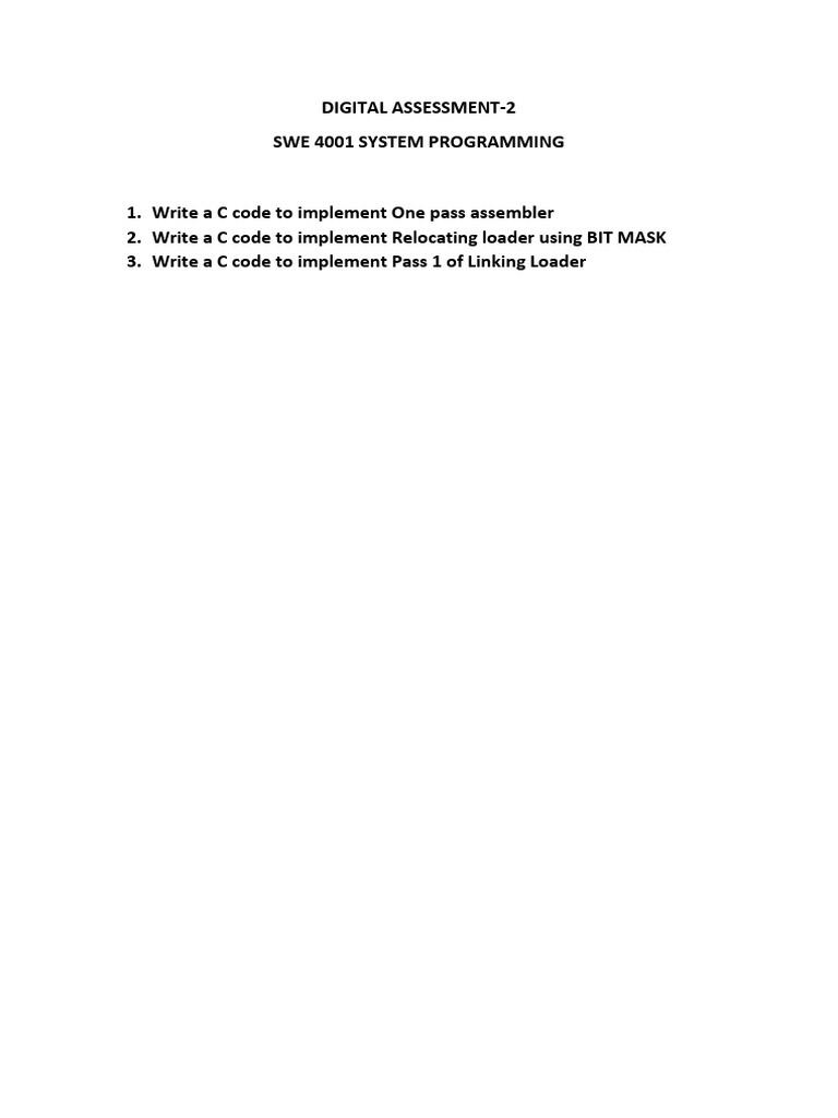 C Code for Assembler & Loader Implementation | PDF
