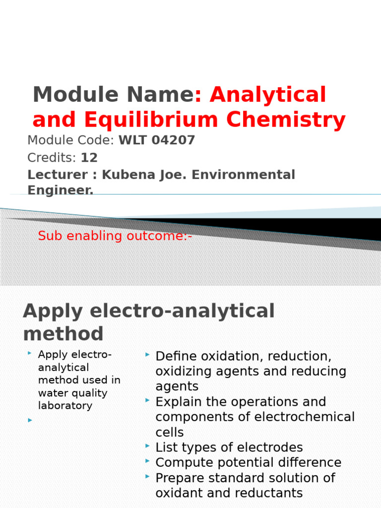 Electrochemical Methods in Chemistry | PDF | Redox | Chemical Equilibrium