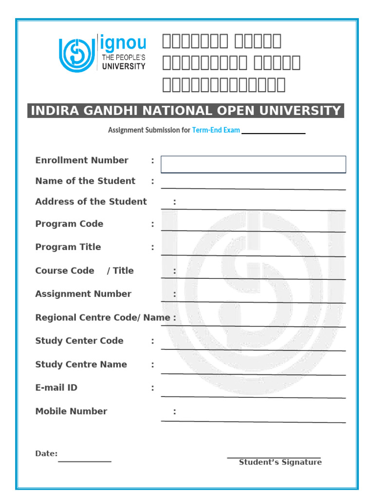 IGNOU Assignment Submission Form | PDF