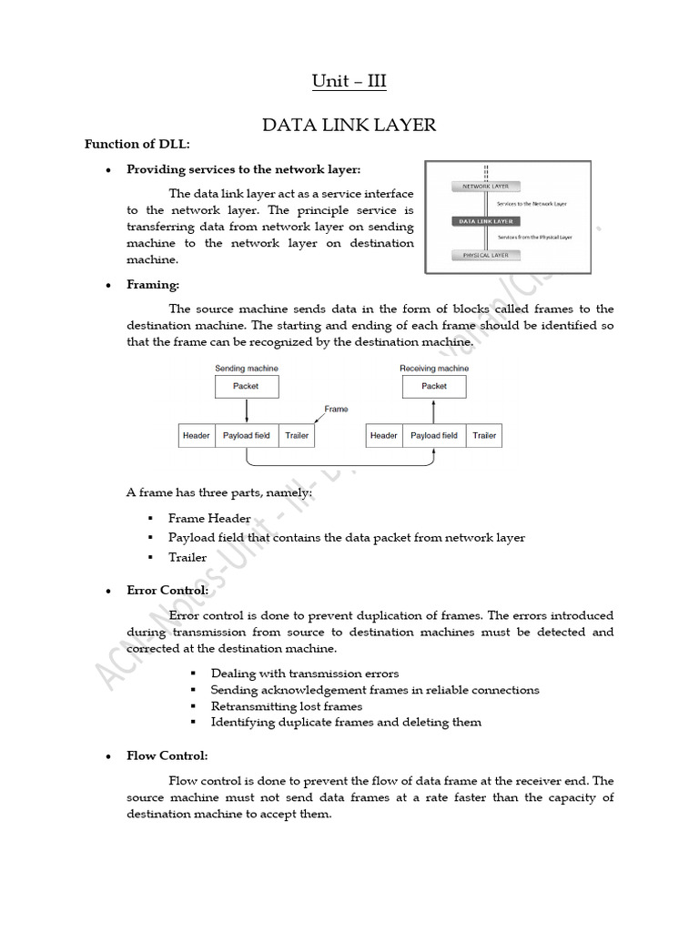 Data Link Layer Functions Explained | PDF | Channel Access Method ...